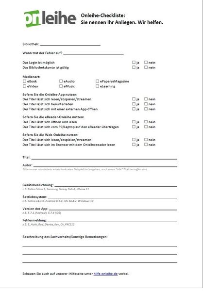 Onleihe-Checkliste